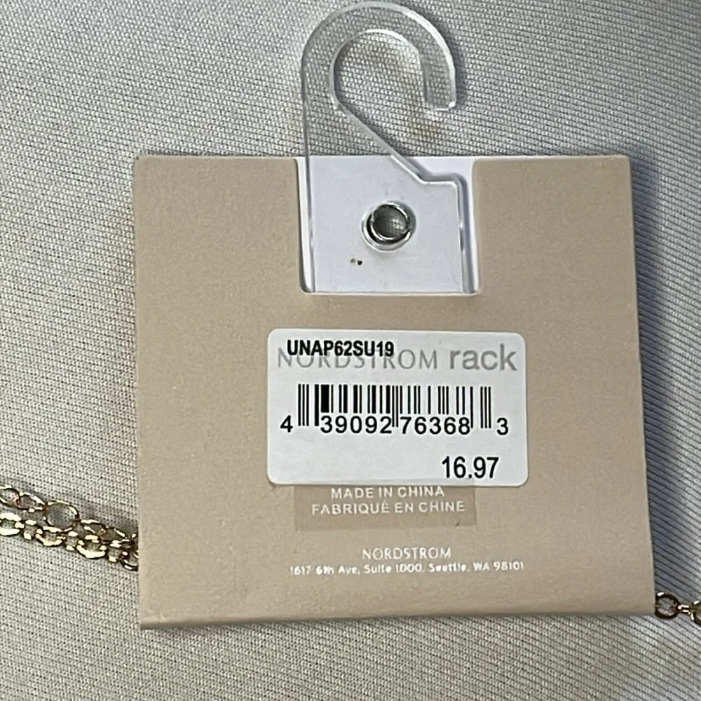 NWT 14th & Union Green Jewel Tone Necklace Strand Gold Tone Chain